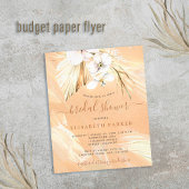 Budget boho pampas gras brudal douche-uitnodiging flyer