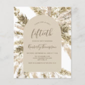 Budget Boho Pampas Grass Arch 50th Birthday Invite (Voorkant)