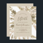 Budget Boho Pampas Grass Arch 50th Birthday Invite<br><div class="desc">Deze boho 50e verjaardagsuitnodiging is voorzien van een beige boogvorm die is omgeven door waterverf pampasgras in tinten beige en bruin. Pas de uitnodiging aan met de naam van de gast van eer en partijdetails in bruine tekst. De achterkant is een stevige schaduw van beige.</div>