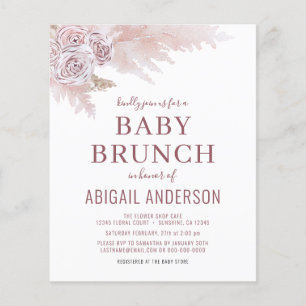 Budget Boho Pampas Grass Baby Brunch Uitnodiging