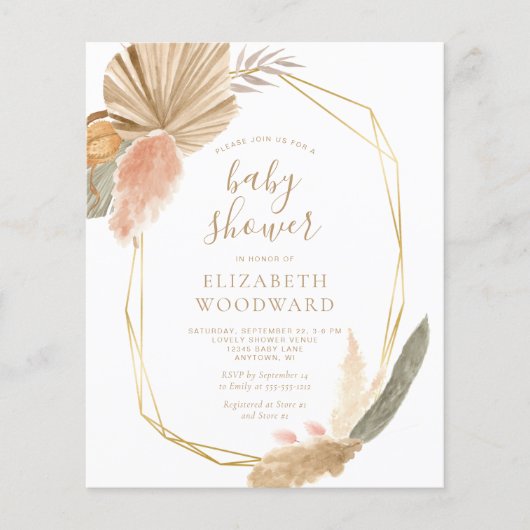 Budget Boho Pampas Grass Baby shower (Voorkant)