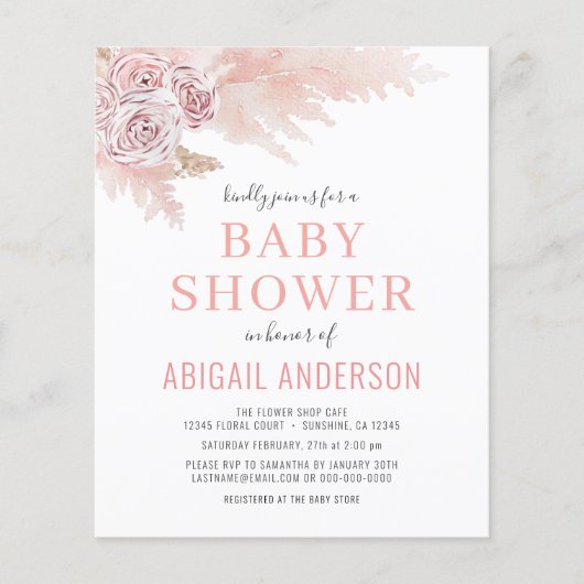 Budget Boho Pampas Grass Baby shower (Voorkant)