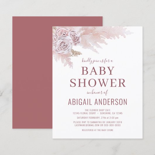 Budget Boho Pampas Grass Baby shower (Voorkant / Achterkant)