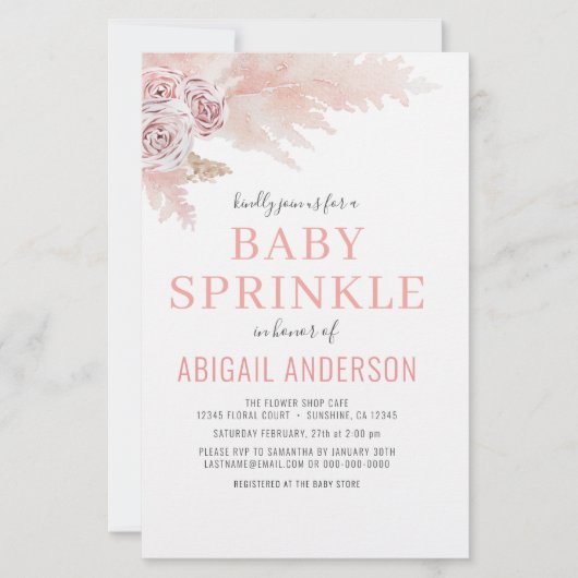 Budget Boho Pampas Grass Baby Sprinkle (Voorkant)