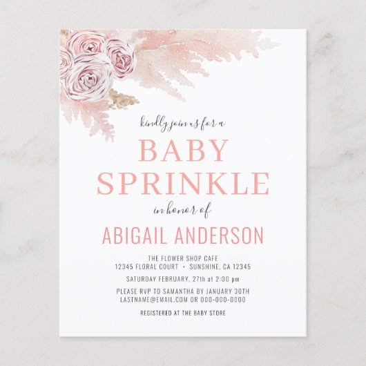 Budget Boho Pampas Grass Baby Sprinkle Flyer (Voorkant)
