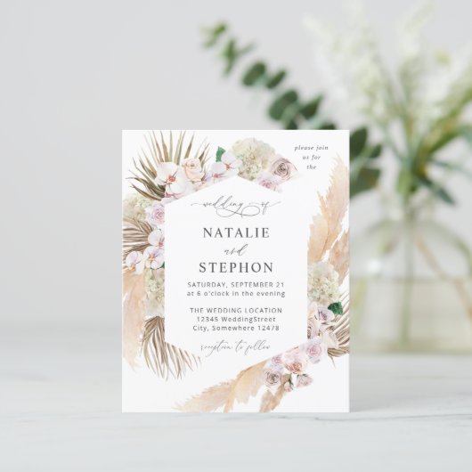 Budget Boho Pampas Grass Beach Floral Wedding (Staand voorkant)