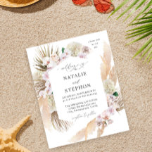 Budget Boho Pampas Grass Beach Floral Wedding