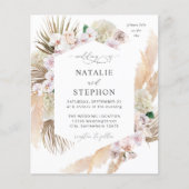 Budget Boho Pampas Grass Beach Floral Wedding Flyer (Voorkant)