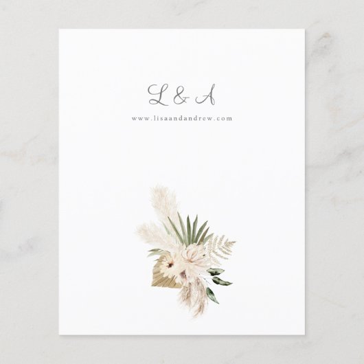 Budget Boho Pampas Grass & Beige Floral Wedding Flyer (Achterkant)