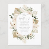 Budget Boho Pampas Grass & Beige Floral Wedding Flyer (Voorkant)