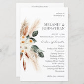 Budget Boho Pampas Grass Beige Wedding Programme M (Voorkant / Achterkant)