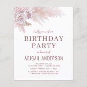 Budget Boho Pampas Grass Birthday Party Uitnodigin Flyer (Voorkant)