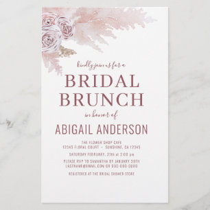 Budget Boho Pampas Grass Bridal Brunch Uitnodiging Flyer