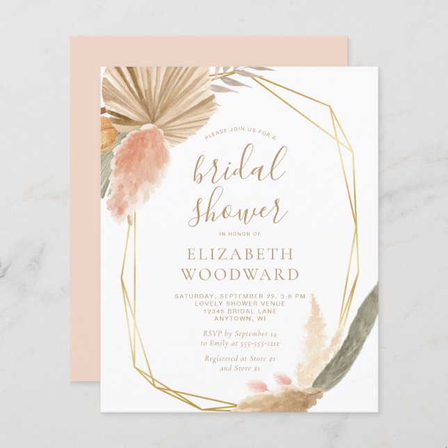 Budget Boho Pampas Grass Bridal Shower (Voorkant / Achterkant)