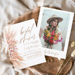 Budget Boho Pampas Grass Bridal Shower<br><div class="desc">Budget minimalist Burnt Oranje - Terracotta - Coriander Elegant and Modern Boho Pampas Grass Script Vrijgezellenfeest met Foto op Back Autumn (Herfst),  Winter,  Spring of Summer Invitations - omvat prachtige en elegante scripttypografie voor de speciale Bride die voor de bruiloft wordt gehouden.</div>