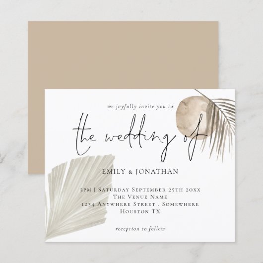Budget Boho Pampas Grass Cream Wedding (Voorkant / Achterkant)