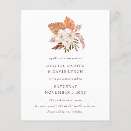 Budget Boho pampas Grass Desert Wedding Uitnodigin