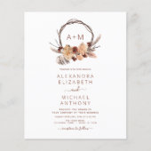 Budget Boho Pampas Grass Monogram Weddenschap (Voorkant)