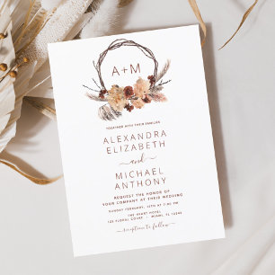 Budget Boho Pampas Grass Monogram Weddenschap