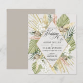 BUDGET Boho Pampas Grass Wedding Uitnodiging (Voorkant / Achterkant)