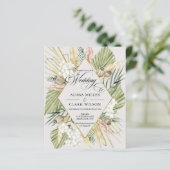 BUDGET Boho Pampas Grass Wedding Uitnodiging (Staand voorkant)