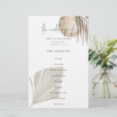 Budget Boho Pampas Grasses Wedding Programme (Staand voorkant)