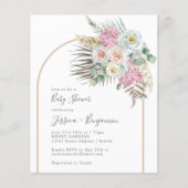 Budget Boho Pampas Green Floral Baby shower (Voorkant)