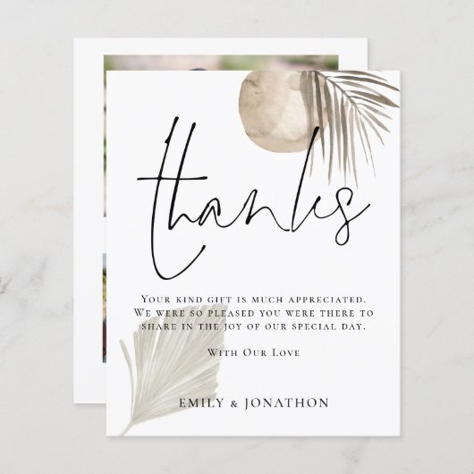 BUDGET Boho Pampas Quote Wedding 3 Foto Bedankt (Voorkant / Achterkant)