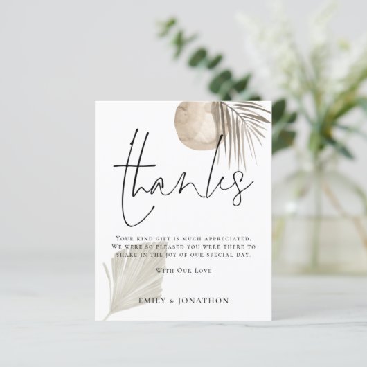 BUDGET Boho Pampas Quote Wedding 3 Foto Bedankt (Staand voorkant)