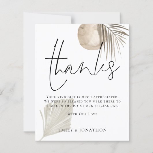 BUDGET Boho Pampas Quote Wedding 3 Foto Bedankt (Voorkant)