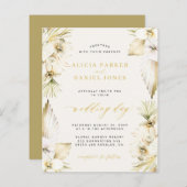 Budget boho pampas tropische bruiloft uitnodiging (Voorkant / Achterkant)