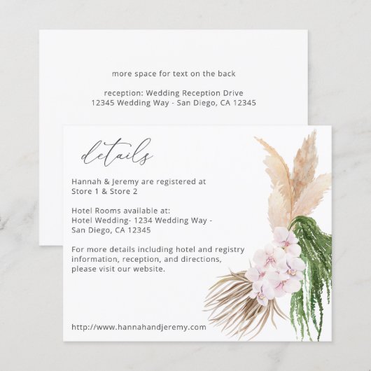 Budget Boho Pampasgras Strand Bloemendetails (Voorkant / Achterkant)