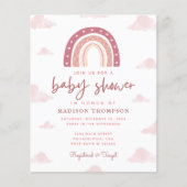 Budget Boho Pastel Pink Rainbow Baby shower (Voorkant)
