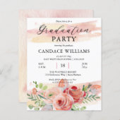 BUDGET Boho Peach Floral Afstudeerder Party inval (Voorkant / Achterkant)