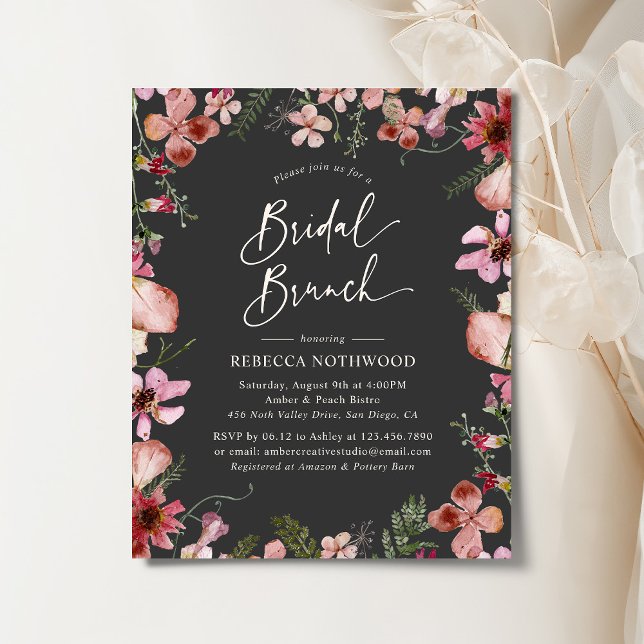 Budget Boho Peach Grey Bridal Brunch Uitnodiging (Creator heeft geüpload)