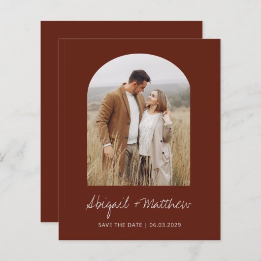 Budget Boho Photo Arch Save the Date Invitation (Voorkant / Achterkant)
