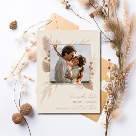 Budget Boho Photo Wedding Sla de datum op Aankondigingskaart