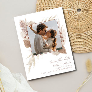 Budget Boho Photo Wedding Sla de datum op Aankondigingskaart