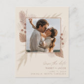 Budget Boho Photo Wedding Sla de datum op Aankondigingskaart (Voorkant)