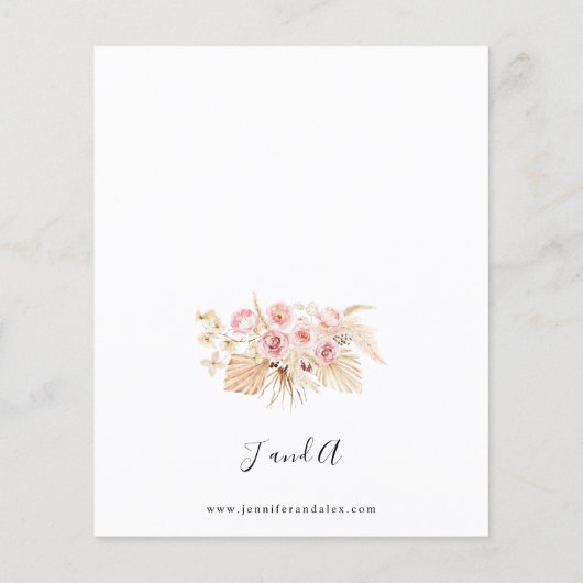 Budget Boho Pink & Beige Floral Gold Wedding (Achterkant)