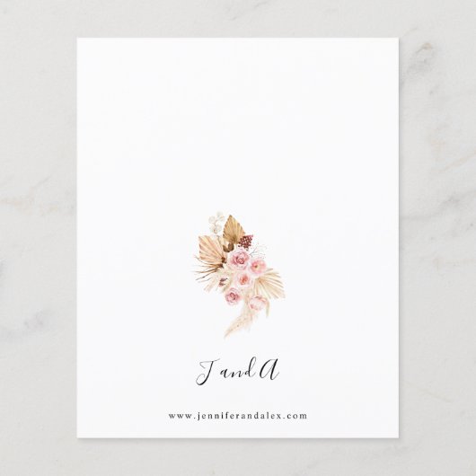 Budget Boho Pink & Beige Floral Pampas Wedding (Achterkant)