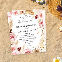 Budget Boho Pink & Beige Floral Pampas Wedding