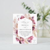 Budget Boho Pink Pampas Grass Floral Weddenschap (Staand voorkant)