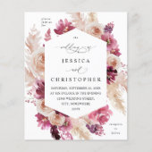 Budget Boho Pink Pampas Grass Floral Weddenschap (Voorkant)