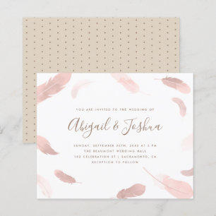 Budget Boho Pink Waterverf Feathers Wedding