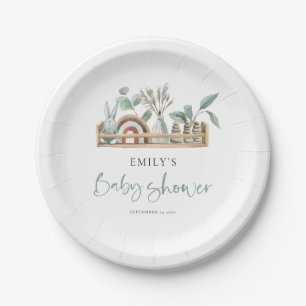 Budget Boho Plank Speelgoed Sage Baby shower Papieren Bordje