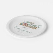 Budget Boho Plank Speelgoed Sage Baby shower Papieren Bordje (Gekanteld)