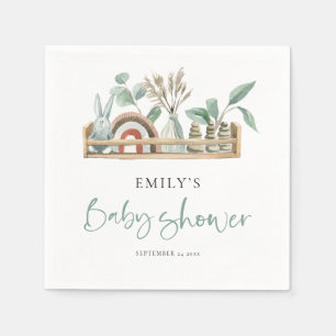 Budget Boho Plank Speelgoed Sage Groen Baby shower Servet