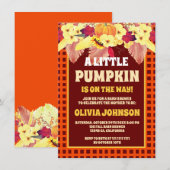 Budget Boho pompoen Sinaasappel geruite Baby showe Kaart (Voorkant / Achterkant)