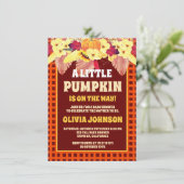 Budget Boho pompoen Sinaasappel geruite Baby showe Kaart (Staand voorkant)